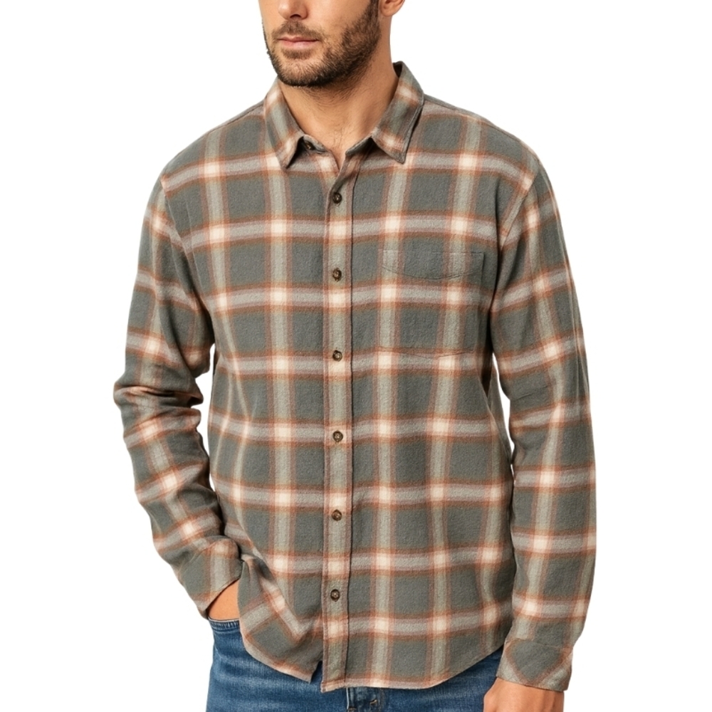 Rails Forrest Men's XL Flannel Olive/Cream/Brick